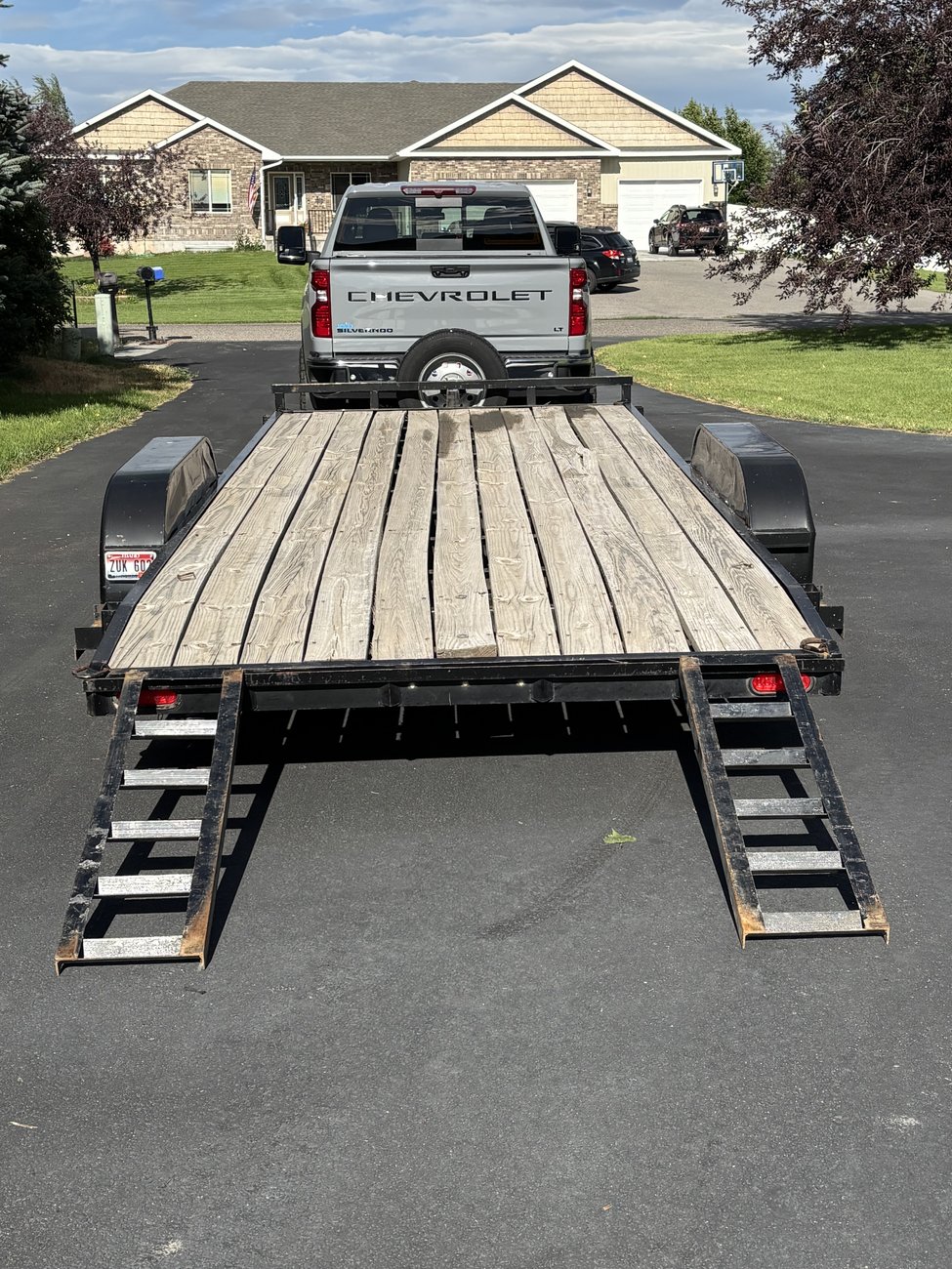 Car hauler hitched and ready to tow in East Idaho